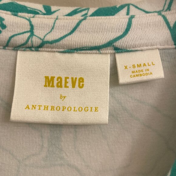 Anthropologie Maeve Green Floral Rouched Blouse Button Size XS - Picture 7 of 9